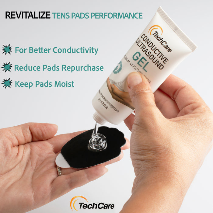 Techcare Massager Travel Carrying Case Combo Set with Electrodes Pads Gel (3 Pack of 2 oz) for Techcare Tens Units