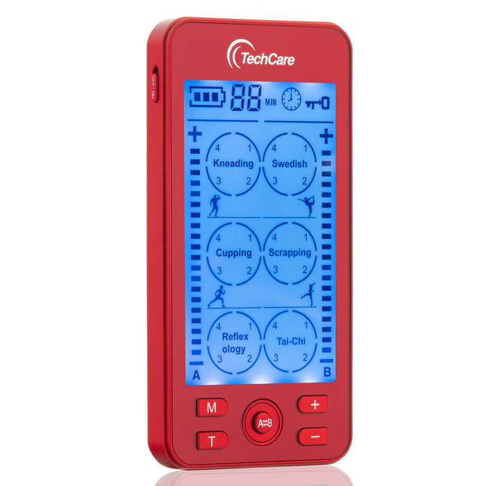 Tens Unit Muscle Stimulator Full Body Massager 24 Massage Modes LIFETIME Warranty (RED)