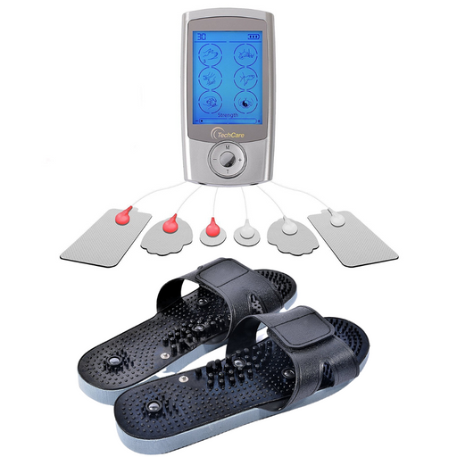 Techcare Pro 24 Tens Unit Muscle Stimulator 24 Modes + Foot Massager Slipper