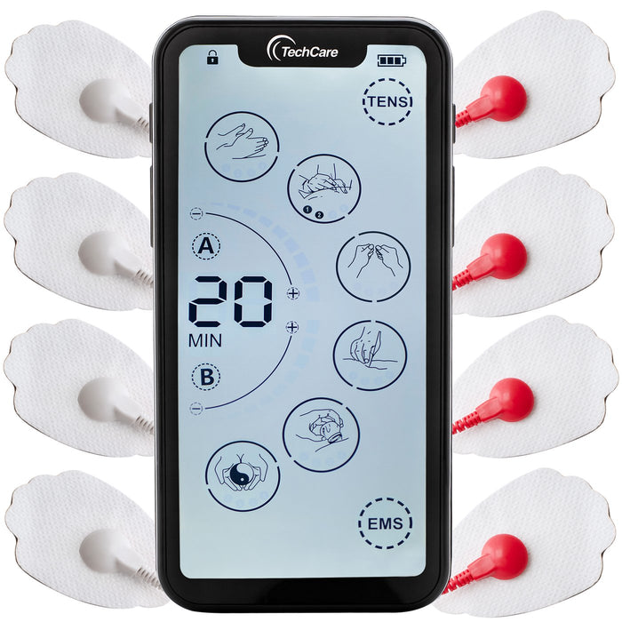 Techcare Touch X Tens Unit Muscle Stimulator 24 Massage Modes + Protective Travel Case