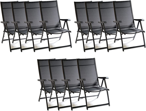 Heavy Duty Adjustable Reclining Folding Chair Outdoor Indoor Garden Pool Steel Camping Deck Backyard Chairs (12)