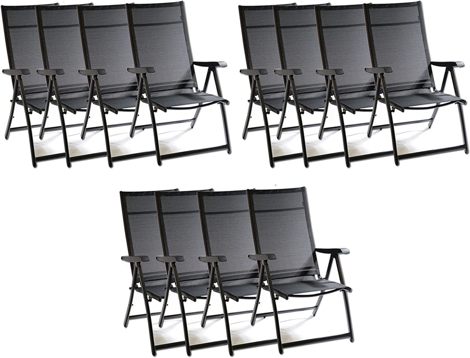 Heavy Duty Adjustable Reclining Folding Chair Outdoor Indoor Garden Pool Steel Camping Deck Backyard Chairs (12)