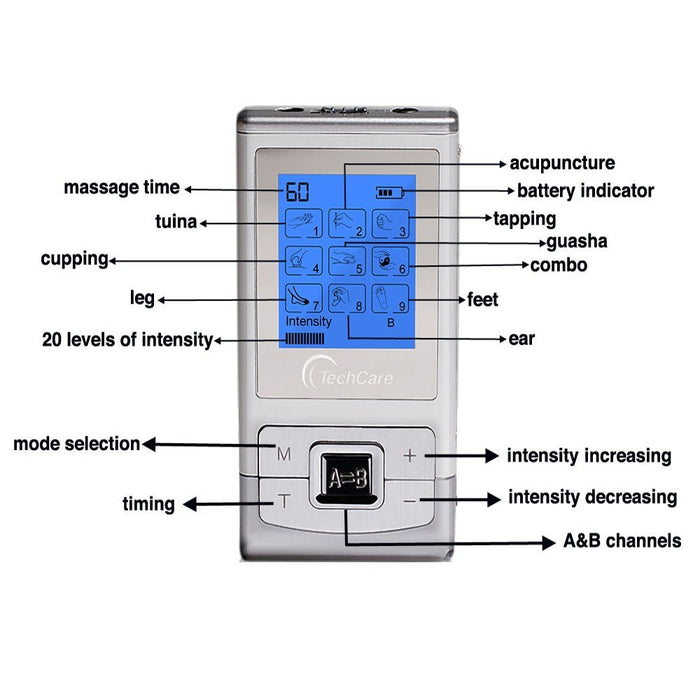 TechCare Massager SE - Portable TENS Unit 9 Modes