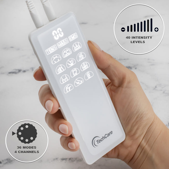 Tens Machine Unit Device Pulse Massager 4 Channel Rechargeable Muscle Stimulator