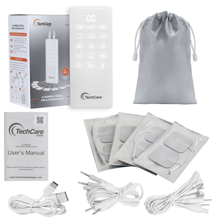 Tens Machine Unit Device Pulse Massager 4 Channel Rechargeable Muscle Stimulator