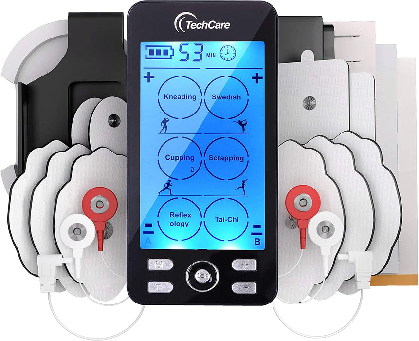 TechCare Plus 24 Modes Tens Unit Muscle Stimulator 24 Massage Modes Dual Channel Electro Therapy Device Rechargeable
