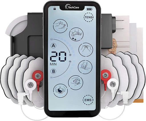 TechCare Touch X TENS Unit – Muscle Stimulator for Pain Relief, EMS Device for Back, Neck, Sciatica & Arthritis, Rechargeable Electric Pulse Massager with 24 Modes