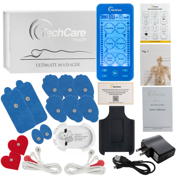 Tens Unit Muscle Stimulator Full Body Massager 24 Massager Modes LifeTime Warranty (BLUE)