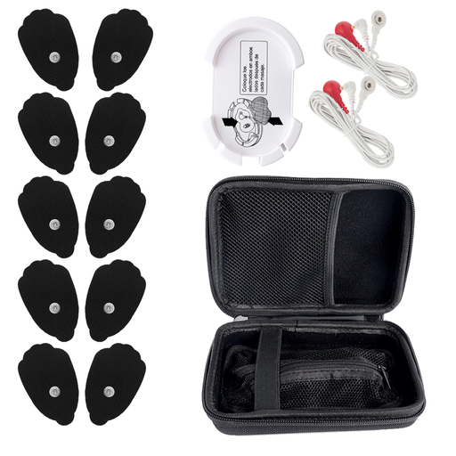 Tens Unit Muscle Stimulator Replacement Pads & Carrying Case Combo Set
