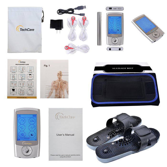 Techcare Pro 24 Tens Unit Electrotherapy Massager Device Pulse Machine Set With Slipper and Belt