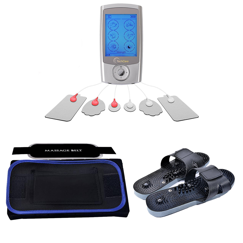 Techcare Touch X Tens Unit + Massager Slipper + Massager Belt — TechCare  Massager