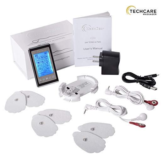 TechCare Massager Rechargeable Tens Unit 12 Modes Muscle Stimulator Machine with Protective Hard Travel Case