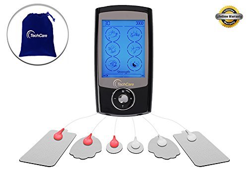 TechCare Pro 24 Different Modes Rechargeable Portable Tens Unit Muscle Stimulator Machine with Hard Travel Case