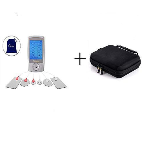 TechCare Pro 24 Modes Rechargeable Compact Tens Unit Electronic Pulse Massager with Protective Hard Travel Case
