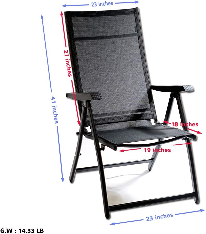 Heavy Duty Adjustable Reclining Folding Chair Outdoor Indoor Garden Po ...