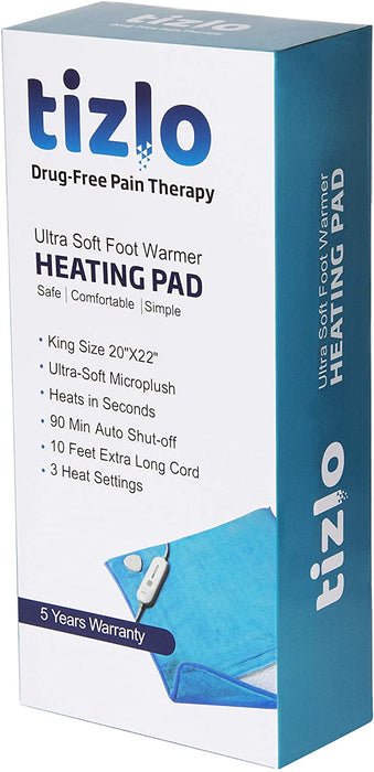 Electric Heated Foot Warmers for Men and Women Foot Heating Pad Electric with Fast Heating Technology Heating Pad Feet Warmer Auto Shut Off with 3 Temperature Setting 20×22 inches Blue