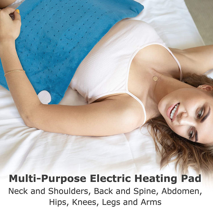 Heating Pad, 12" X 24" Large Size Ultra Soft Heat Therapy Wrap for Back, Abdomen, Hand, Shoulder Legs, Waist, Dry/Moist Heating Pad with Auto Shut Off Sky Blue