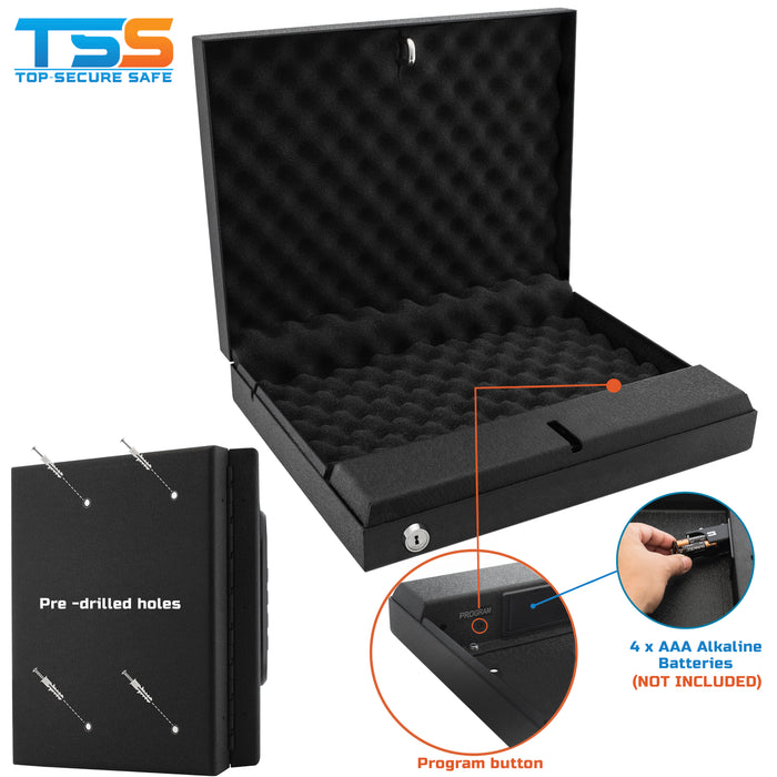 Gun Safe Box Lock Biometric Pistol Vault Firearm Security Key Pad Manual Locks [California DOJ Certified]