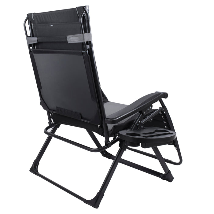 Oversize Recliner Folding Chair for Camping Patio Outdoors Zero Gravity XXLarge Extra Wide Reclining Padded Seats with Sunshade and Cup Holder Tray [Heavy Duty]